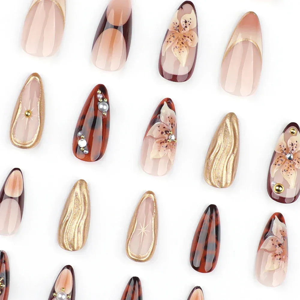 floral press on nails