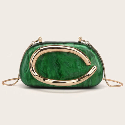 green clutch bag