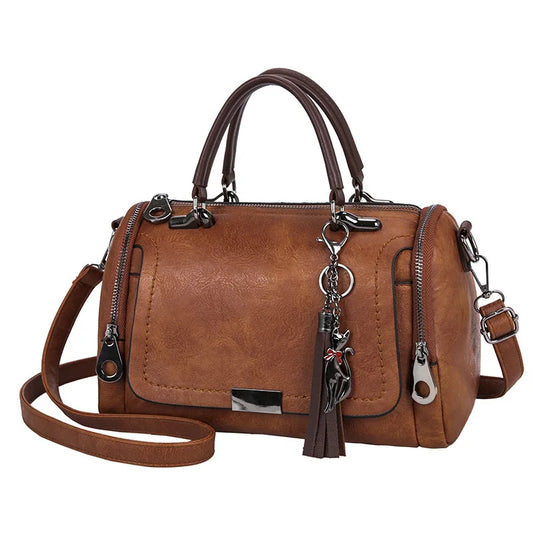 large capacity pu leather handbag