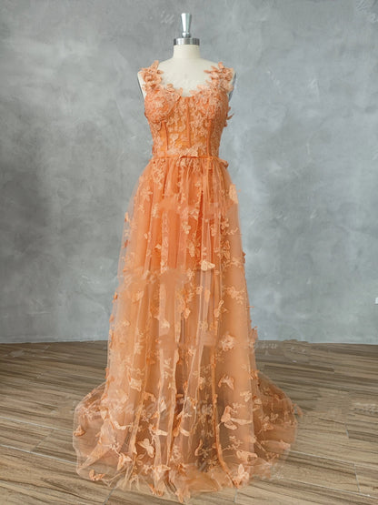 orange evening gown