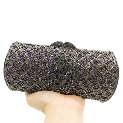 Rose-Gold Women Crystal Clutch Purses | Bridal Diamond Handbags