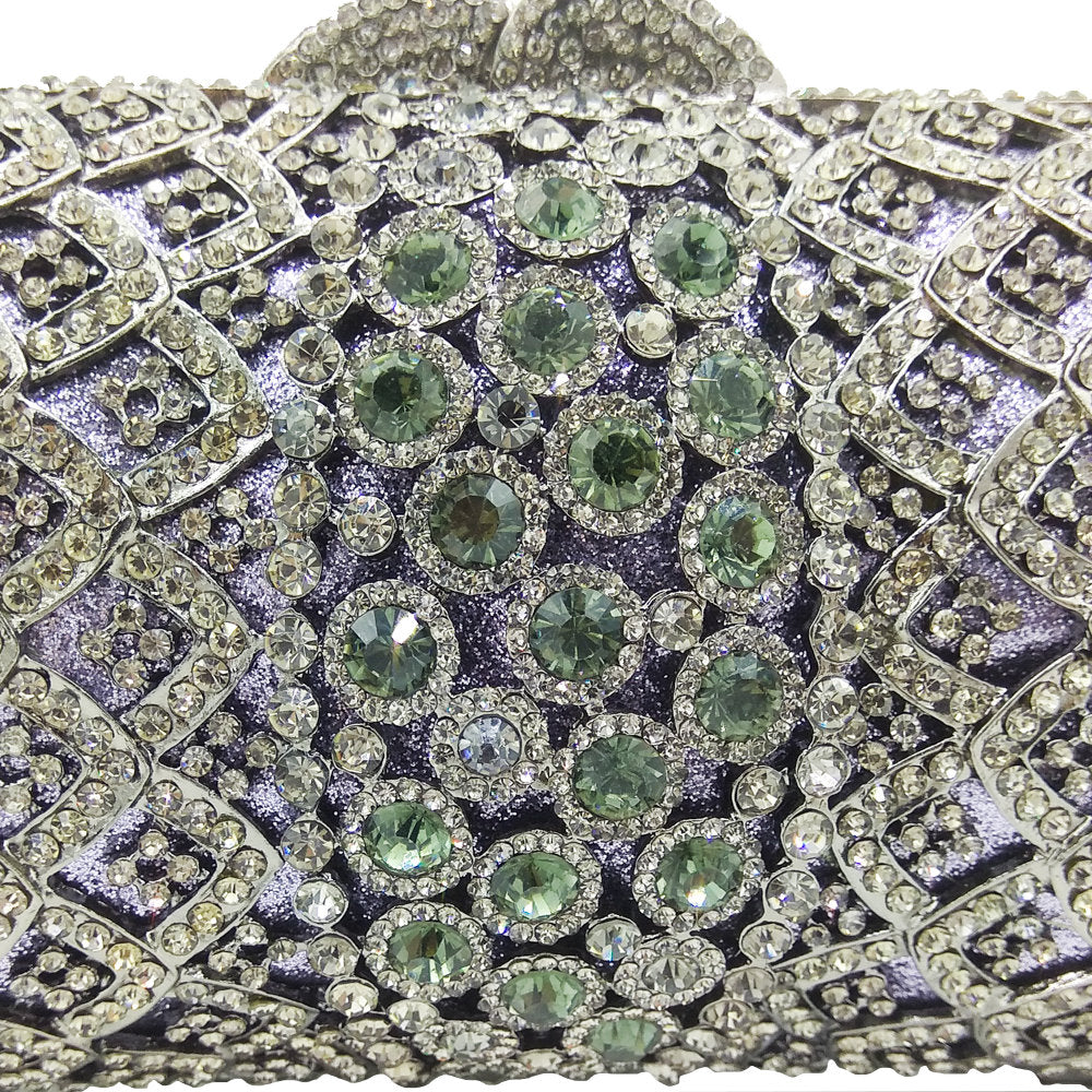 Rose-Gold Women Crystal Clutch Purses | Bridal Diamond Handbags