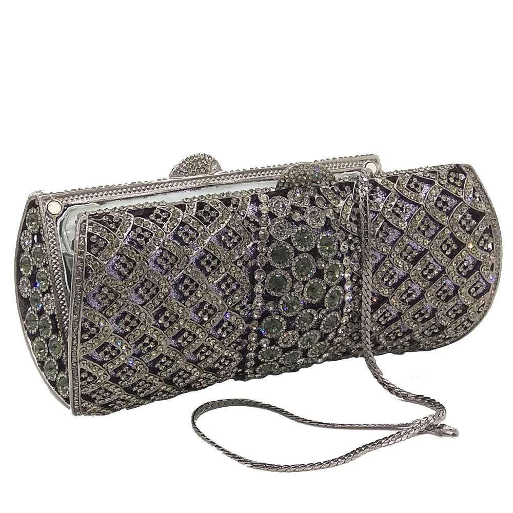 Rose-Gold Women Crystal Clutch Purses | Bridal Diamond Handbags