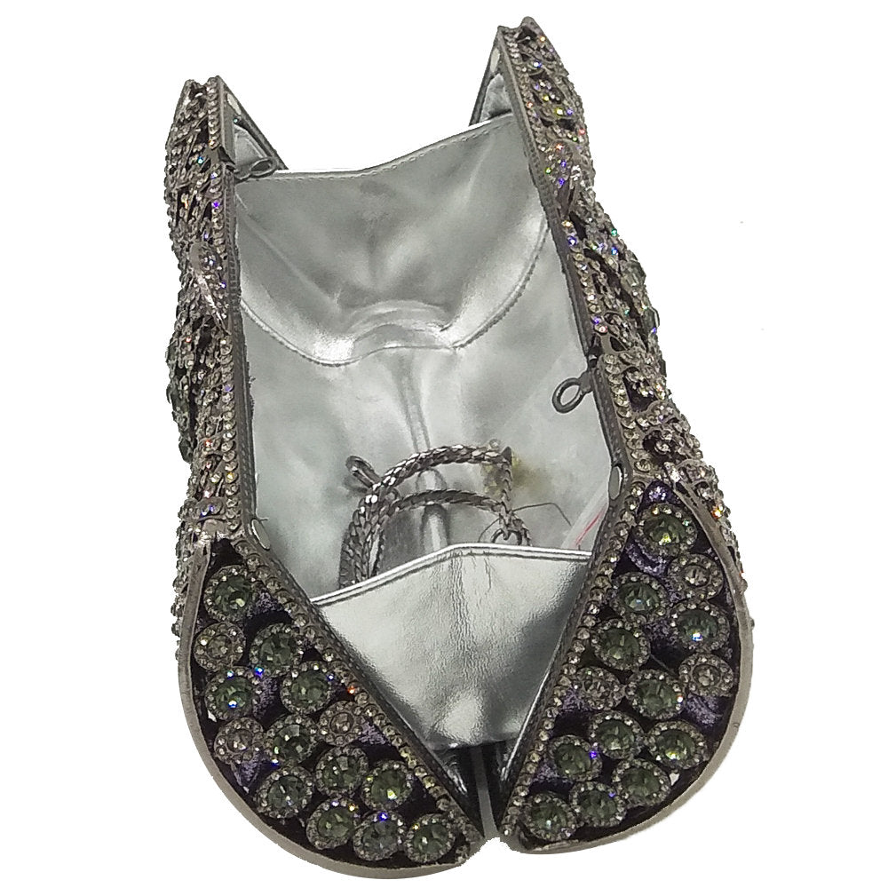 Rose-Gold Women Crystal Clutch Purses | Bridal Diamond Handbags