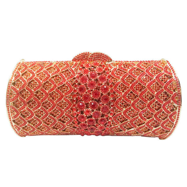 Rose-Gold Women Crystal Clutch Purses | Bridal Diamond Handbags