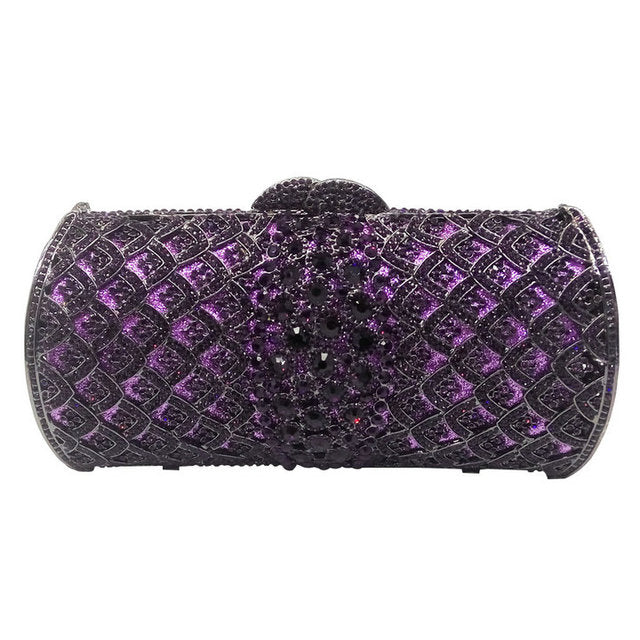 Rose-Gold Women Crystal Clutch Purses | Bridal Diamond Handbags