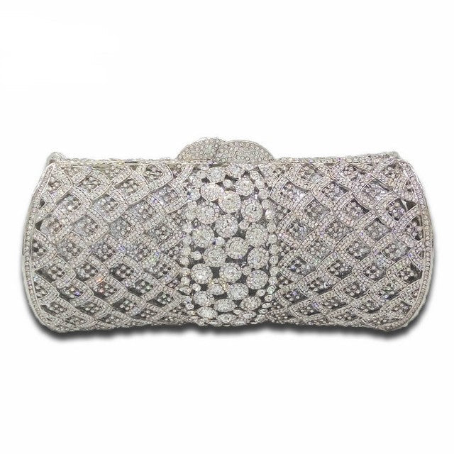 Rose-Gold Women Crystal Clutch Purses | Bridal Diamond Handbags
