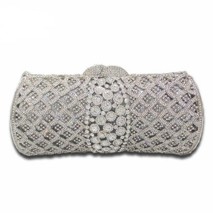 Rose-Gold Women Crystal Clutch Purses | Bridal Diamond Handbags