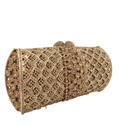 Rose-Gold Women Crystal Clutch Purses | Bridal Diamond Handbags