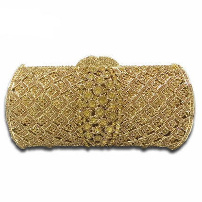 Rose-Gold Women Crystal Clutch Purses | Bridal Diamond Handbags