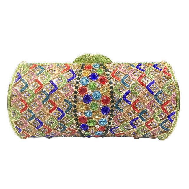 Rose-Gold Women Crystal Clutch Purses | Bridal Diamond Handbags