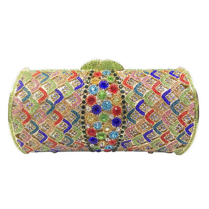 Rose-Gold Women Crystal Clutch Purses | Bridal Diamond Handbags