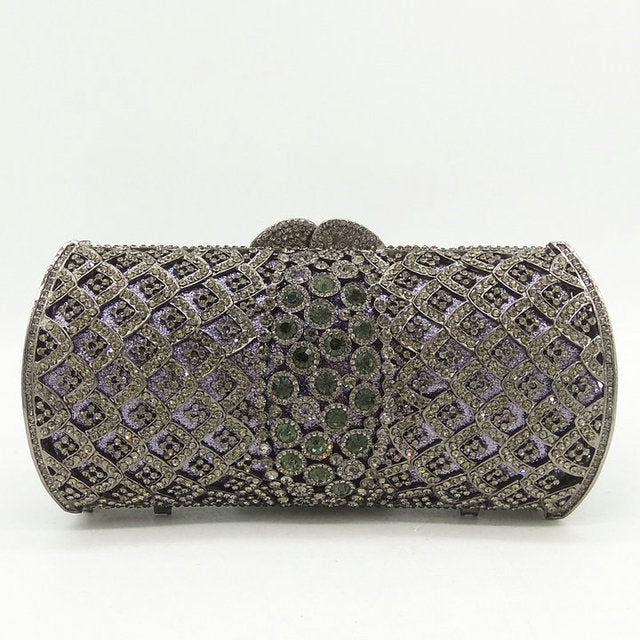 Rose-Gold Women Crystal Clutch Purses | Bridal Diamond Handbags