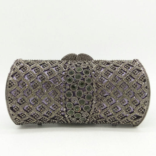 Rose-Gold Women Crystal Clutch Purses | Bridal Diamond Handbags