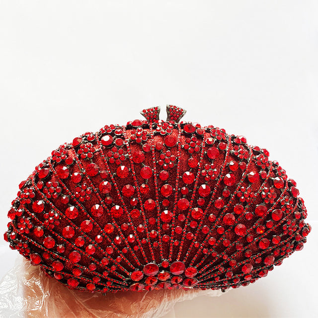 Luxury Red Rhinestone Diamond Wedding Evening Clutch Bag