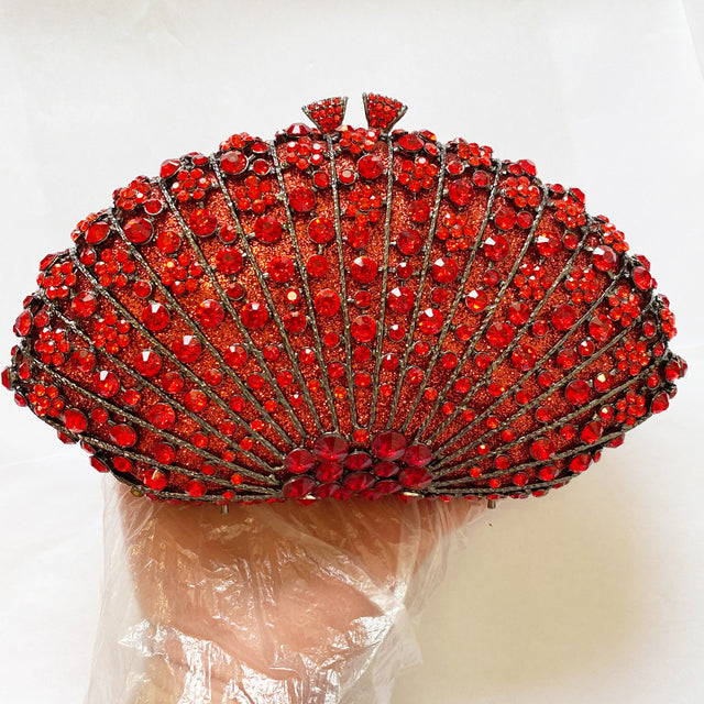 Luxury Red Rhinestone Diamond Wedding Evening Clutch Bag