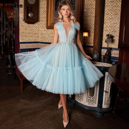Sky Blue Short Prom Dress