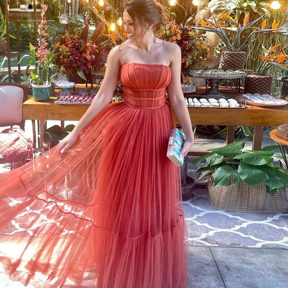 New Dark Orange Long Dress | SpyTrendz